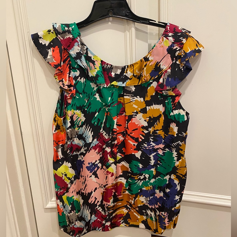 Like New J. Crew 100% Silk Ruffle Top